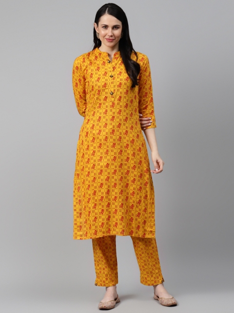 

HIGHLIGHT FASHION EXPORT Women Yellow & Red Printed Kurta with Trousers