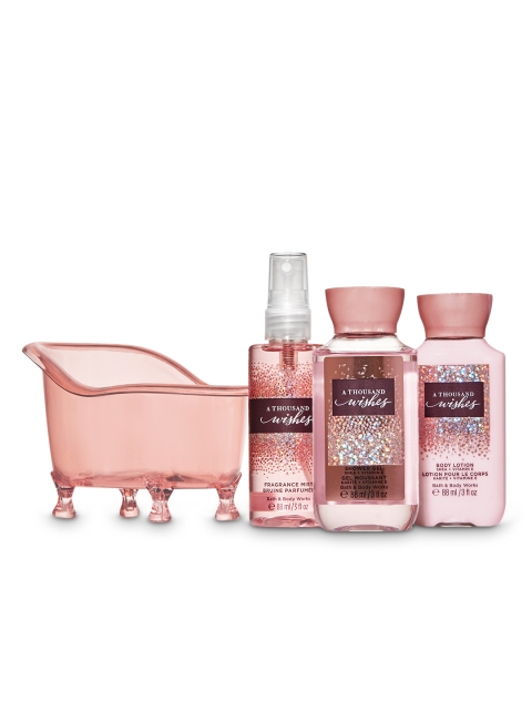 

Bath & Body Works A Thousand Wishes Mini Bathtub, Fragrance Mist, & Body Lotion Gift Set, Pink