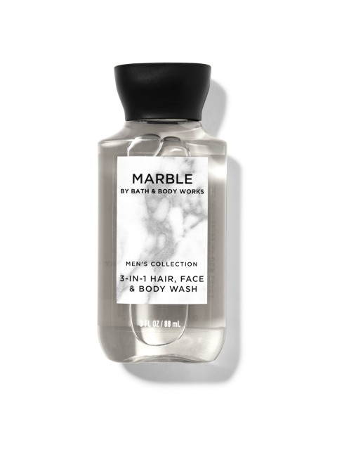 Bath & Body Works Unisex Marble Travel Size 3-in-1 Hair, Face & Body Wash 88 ml, Black