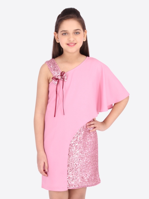 

CUTECUMBER Girls Pink Embellished Sheath Dress