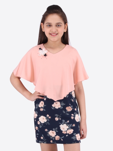 

CUTECUMBER Girls Navy Blue Printed Sheath Dress