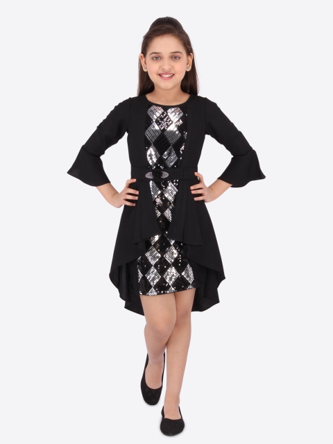 

CUTECUMBER Girls Black Embellished A-Line Dress