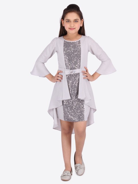 

CUTECUMBER Girls Grey Embellished Fit and Flare Dress