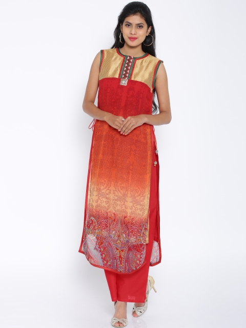 

Soch Outlet Red & Yellow Printed Kurta with Trousers