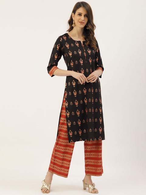 

Laabha Women Black & Red Ethnic Printed Kurta with Palazzos