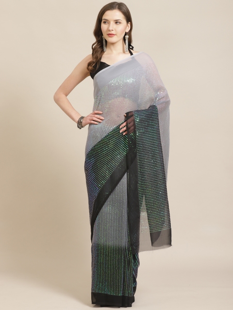 

Kvsfab Grey & Black Embellished Ombre Saree