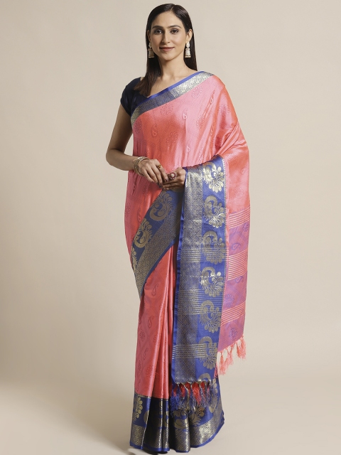 

KALINI Pink & Navy Blue Woven Design Saree