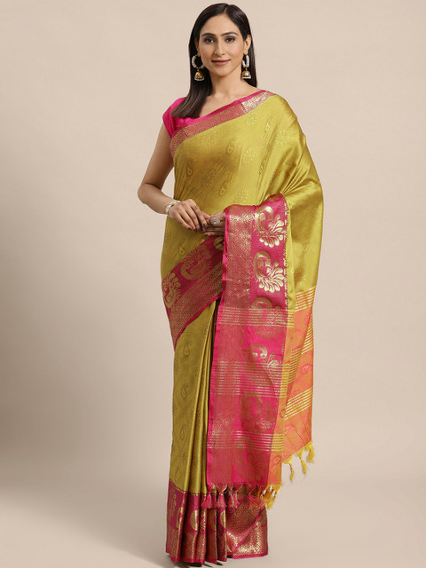 

KALINI Mustard Yellow Woven Design Saree