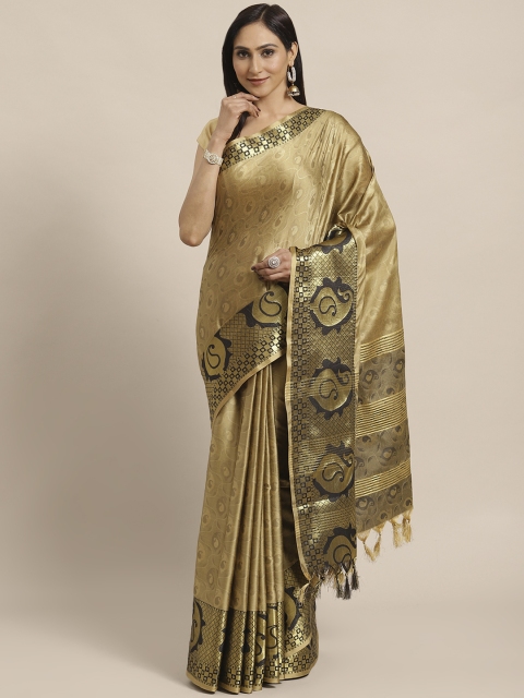 

KALINI Beige & Black Woven Design Saree