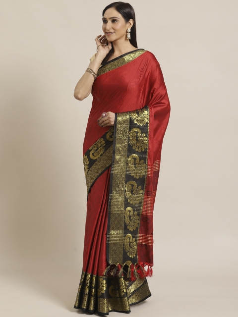 

KALINI Red & Black Woven Design Saree