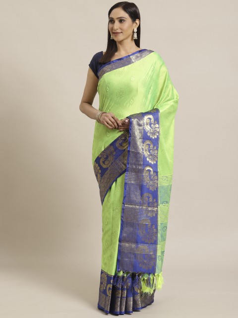 

KALINI Lime Green Woven Design Saree