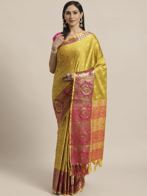 

KALINI Mustard Yellow Woven Design Saree