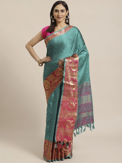 

KALINI Green & Golden Woven Design Saree