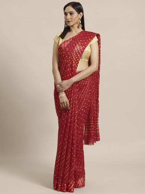 

KALINI Red & Beige Bandhani Printed Saree