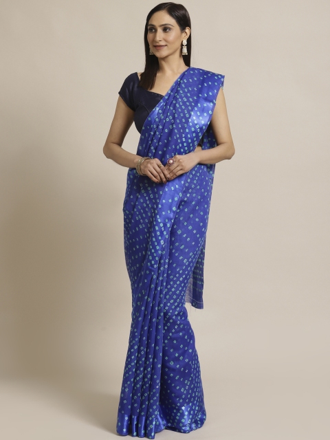 

KALINI Blue & Green Bandhani Printed Saree