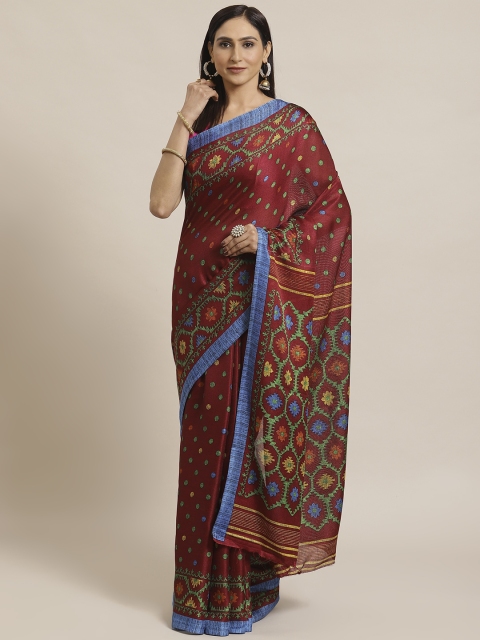 KALINI Maroon & Green Printed Saree