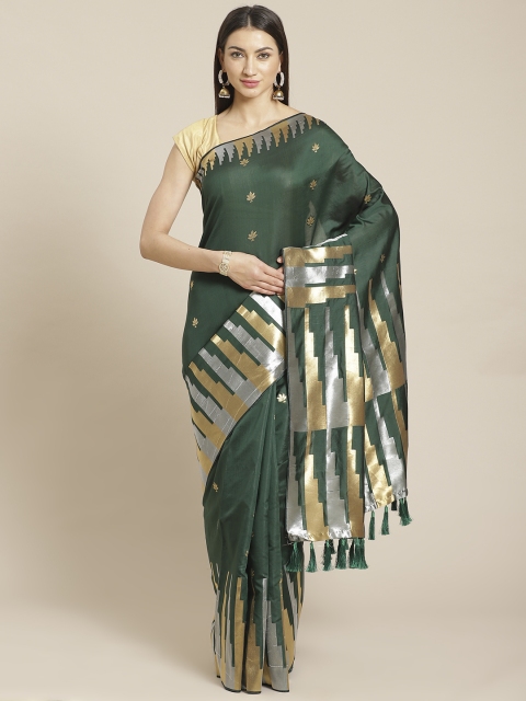 

VASTRANAND Green & Golden Woven Design Banarasi Saree