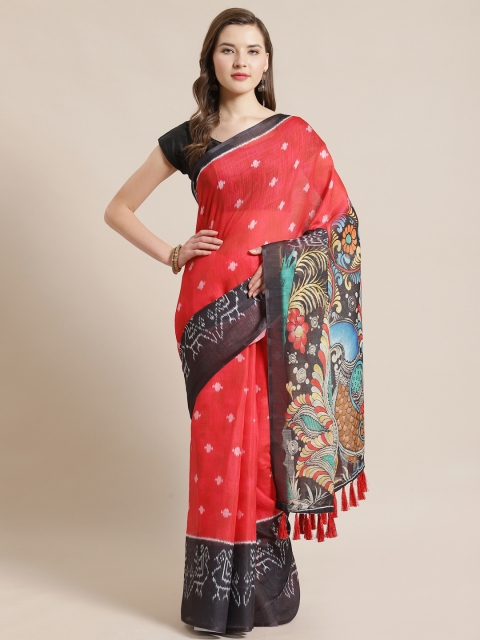 

VASTRANAND Red & White Printed Ikat Saree