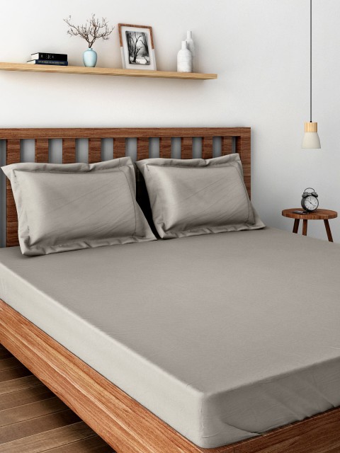 

MASPAR Colorart Grey 200 TC Cotton Double Bedsheet with 2 Pillow Covers