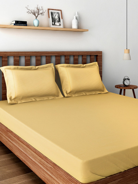 

MASPAR Colorart Mustard Yellow 200 TC Cotton Double Bedsheet with 2 Pillow Covers