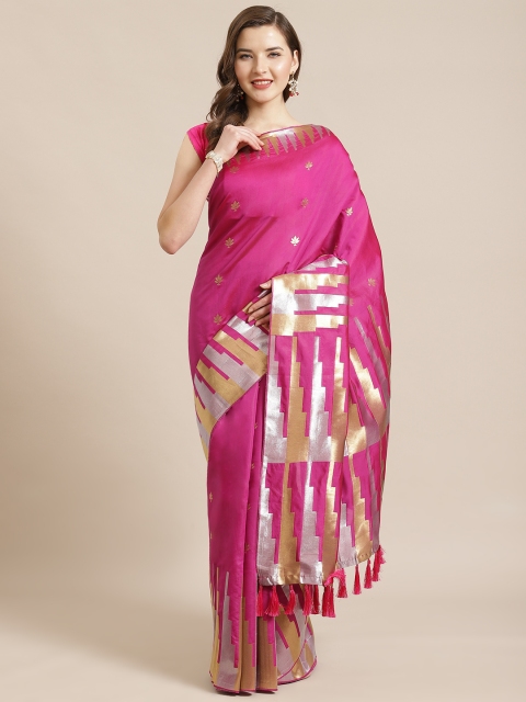 

VASTRANAND Magenta & Golden Zari Woven Design Banarasi Saree