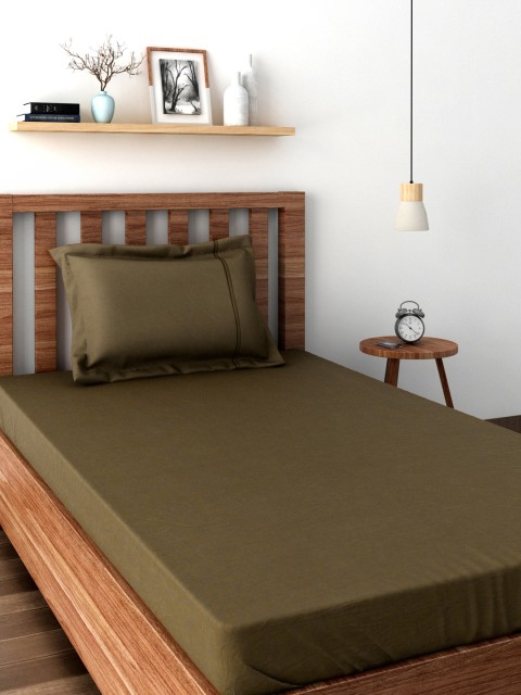 

MASPAR Brown 200 TC Cotton Single Bedsheet with 1 Pillow Cover