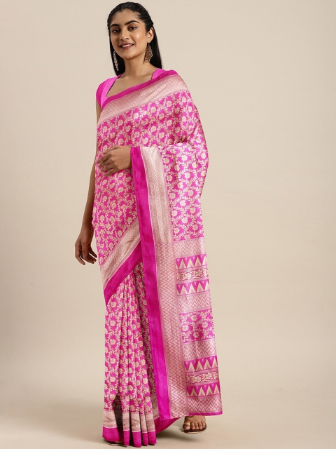 

KALINI Pink & Golden Printed Saree