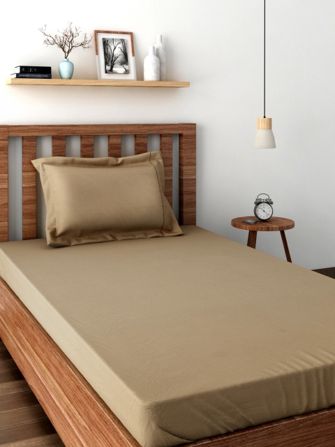 

MASPAR Colorart Beige 200 TC Cotton Single Bedsheet with 1 Pillow Cover