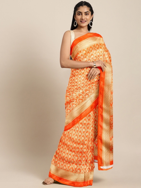 

KALINI Orange & Golden Printed Saree