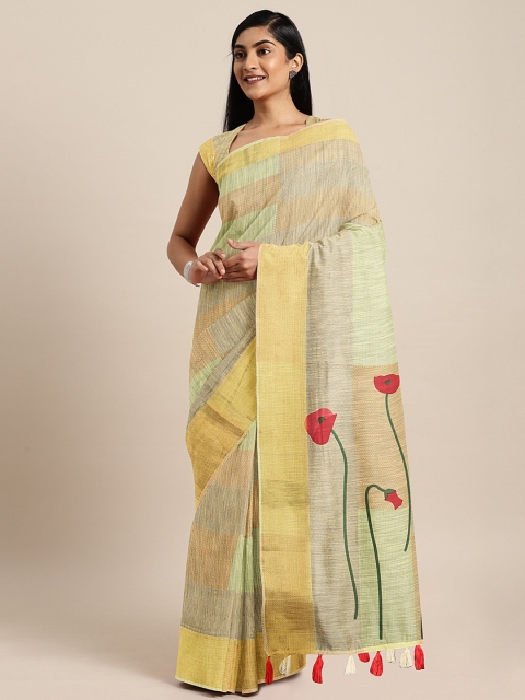 

Triveni Beige & Green Pure Cotton Printed Saree