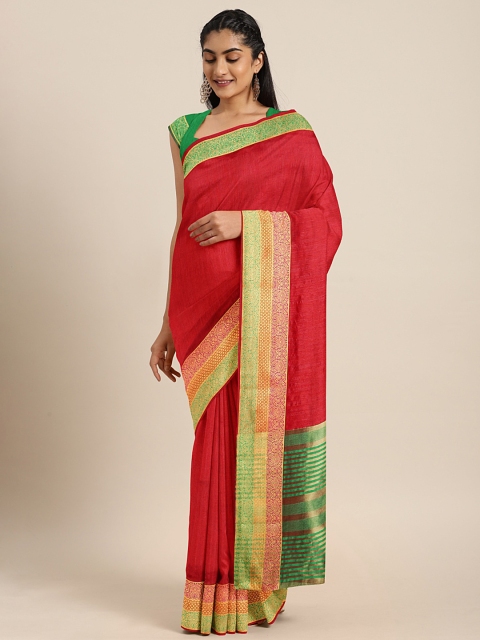 

Triveni Red Solid Saree