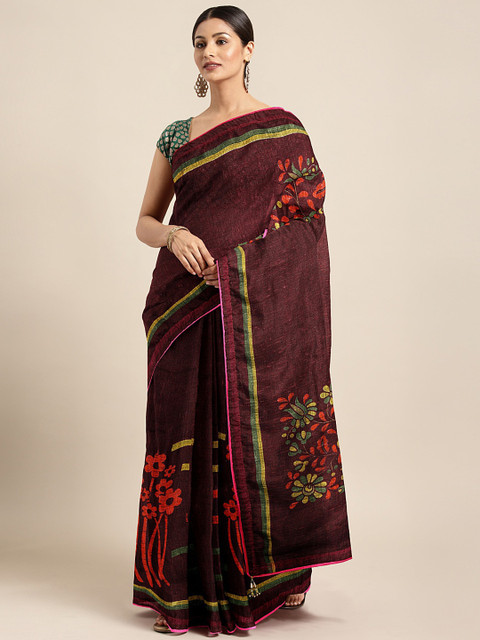 

Triveni Maroon & Multicoloured Printed Saree