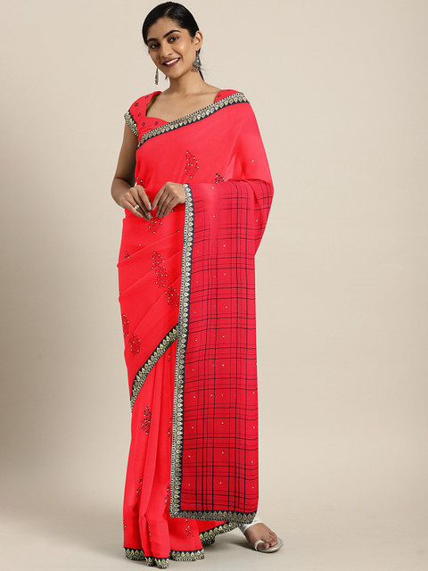 

Triveni Red & Black Pure Georgette Printed Saree