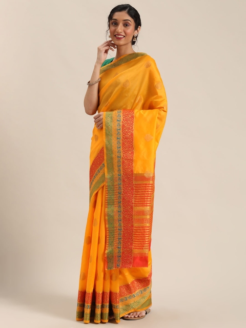 

Triveni Yellow & Multicoloured Woven Design Paithani Saree