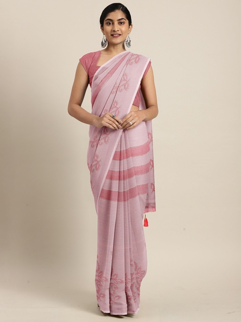 

Triveni Pink Striped Pure Chiffon Saree
