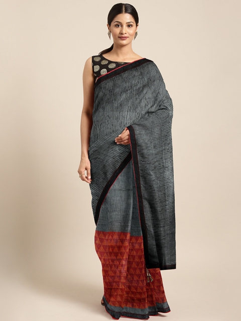 

Triveni Black & Red Printed Saree