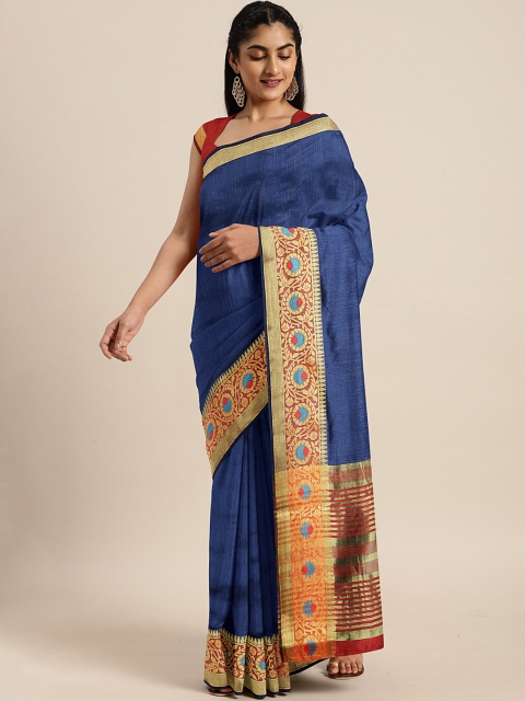 

Triveni Blue & Beige Solid Saree
