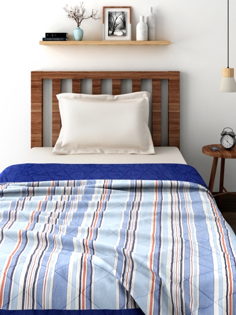 

MASPAR Blue Striped AC Single Quilt (Comforter)
