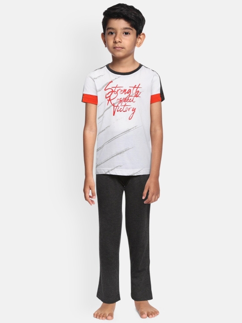 

Sweet Dreams Boys White & Charcoal Grey Printed Night Suit