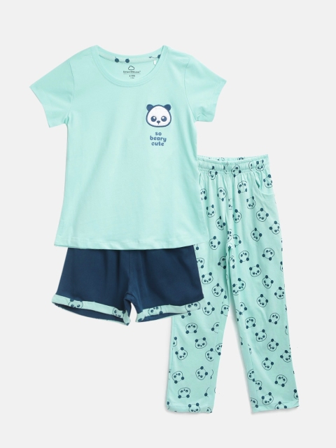 

Sweet Dreams Girls 3 Pc Blue Panda Print Night Suit Set