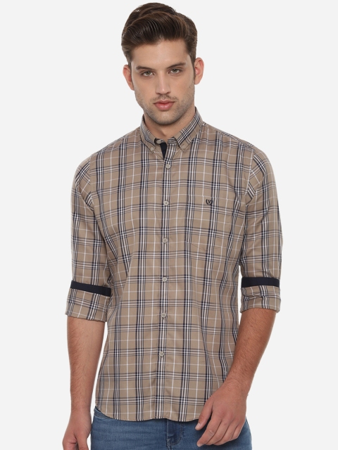 

Van Heusen Sport Men Beige & Grey Slim Fit Checked Casual Shirt