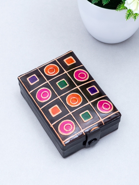 

Golden Peacock Orange & Black Hand Painted Jewellery Organiser