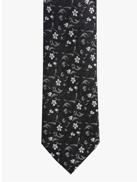 

BuckleUp Men Black & White Woven Design Broad Tie