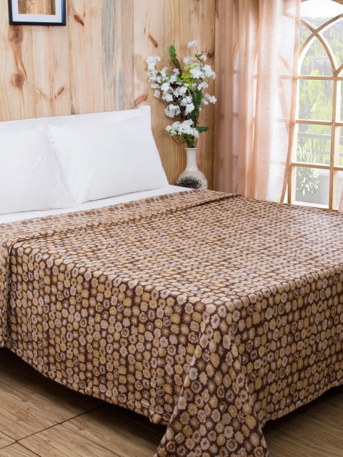 

MASPAR Brown Cotton & Viscose Woven Double Bed Cover