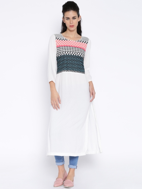 

Vishudh White Printed Kurta