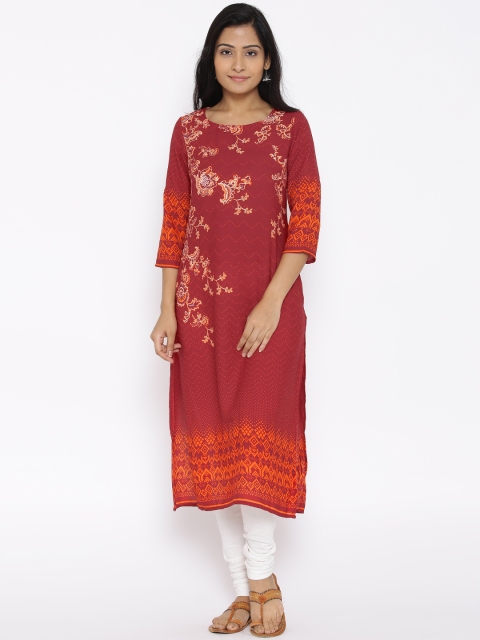 

Vishudh Maroon Printed Polyester Kurta