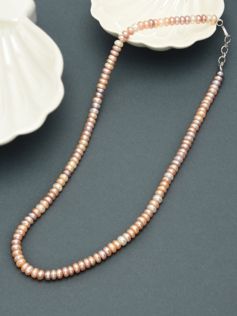 

Zaveri Pearls Fresh Water Button Pearls 6-7mm AAA+ Quality Necklace, Multi