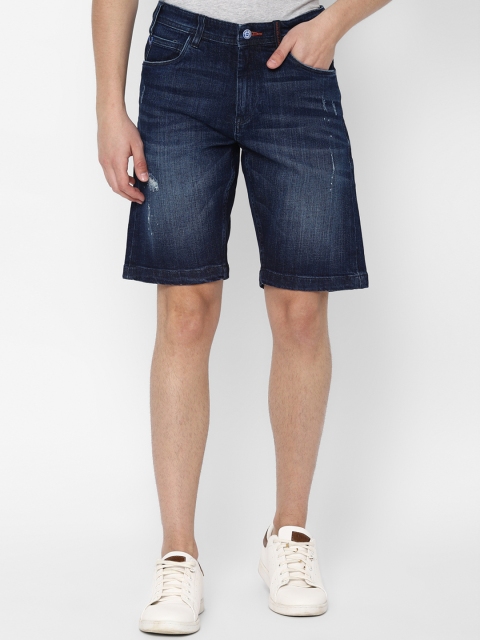 

Solly Jeans Co. Men Navy Blue Washed Slim Fit Denim Shorts