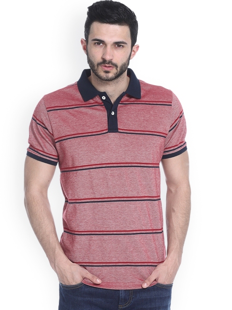

Basics Red Muscle Fit Striped Polo T-shirt