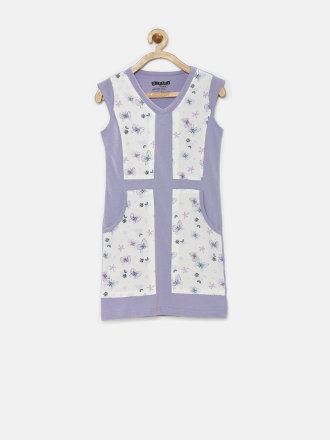 

Dreamszone Girls Lavender & White Butterfly Print Shift Dress